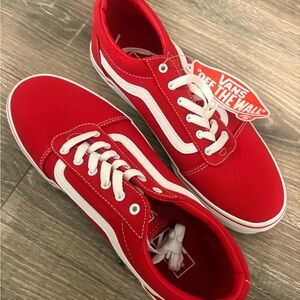 Vans Canvas Racing Red and White Shoes
